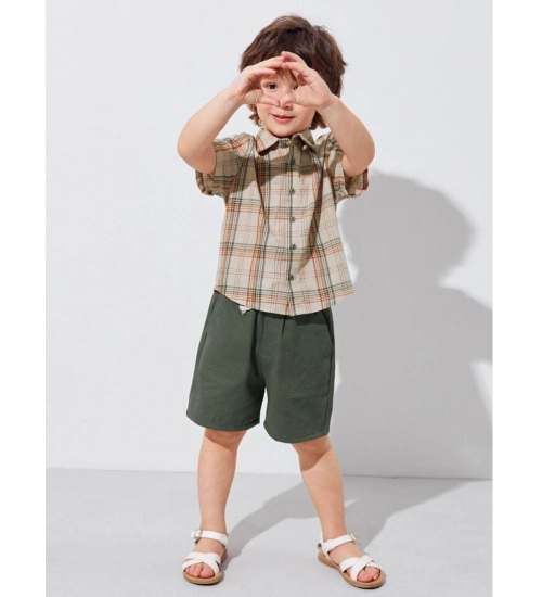 Kid's Lycra Printed Casual wear Shirt And Shorts Set (Green)