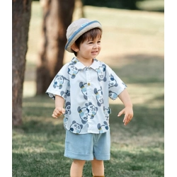 Kid's Lycra Printed Casual wear Shirt And Shorts Set (Sky)