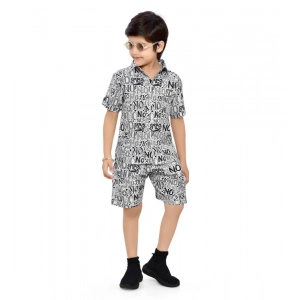 Generic Kid's Lycra Printed Casual wear Shirt And Shorts Set (White)