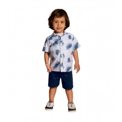Kid's Lycra Printed Casual wear Shirt And Shorts Set (SkyBlue)