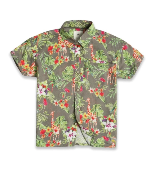 Kid's Lycra Printed Casual wear Shirt And Shorts Set (Gray)