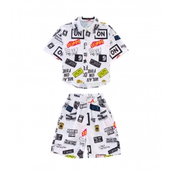 Kid's Lycra Printed Casual wear Shirt And Shorts Set (White)