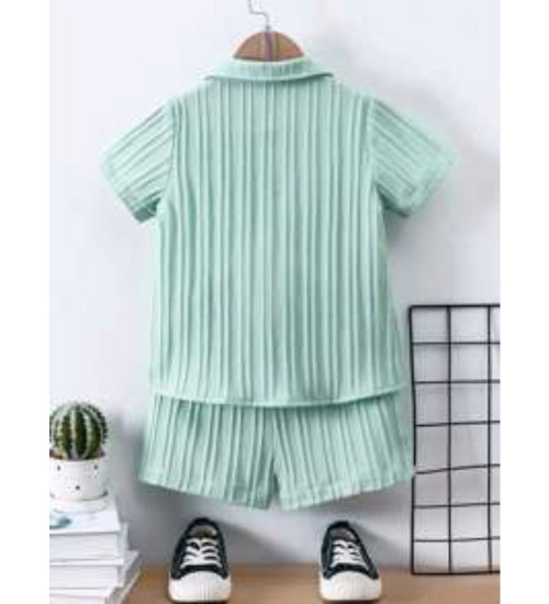Kid's Lycra Printed Casual wear Shirt And Shorts Set (Light-Green)