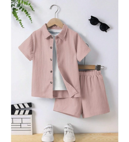 Kid's Lycra Printed Casual wear Shirt And Shorts Set (Peach)