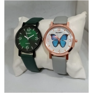 Generic Women's Casual Leather New Stylish Watch Pack Of-2 (Assorted)