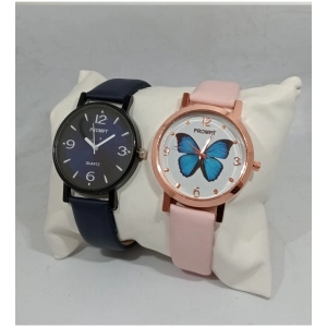 Generic Women's Casual Leather New Stylish Watch Pack Of-2 (Assorted)