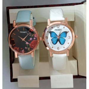 Generic Women's Casual Leather New Stylish Watch Pack Of-2 (Assorted)