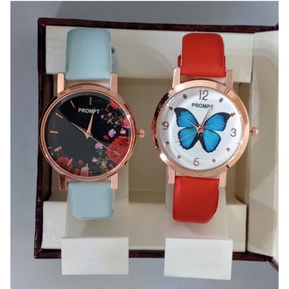 Dropship Women's Casual Leather New Stylish Watch Pack Of-2 (Assorted)