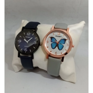 Generic Women's Casual Leather New Stylish Watch Pack Of-2 (Assorted)