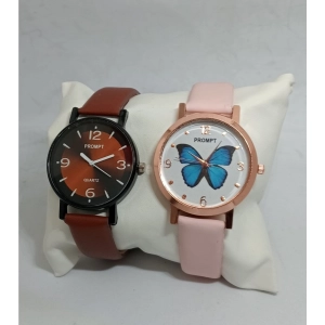 Generic Women's Casual Leather New Stylish Watch Pack Of-2 (Assorted)