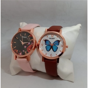 Generic Women's Casual Leather New Stylish Watch Pack Of-2 (Assorted)