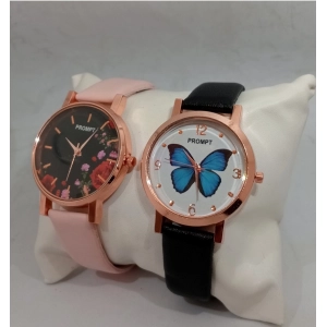 Generic Women's Casual Leather New Stylish Watch Pack Of-2 (Assorted)