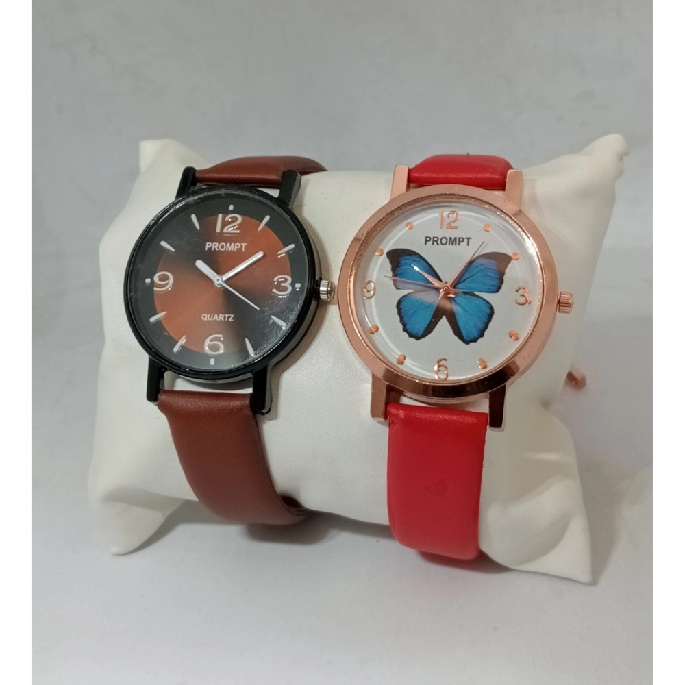 Generic Women's Casual Leather New Stylish Watch Pack Of-2 (Assorted)