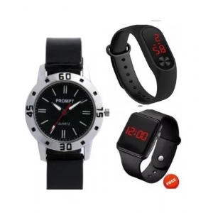 Generic Women's Casual Rubber Aveo & M2 & Black Digital led Watch Pack Of-3 (Black )