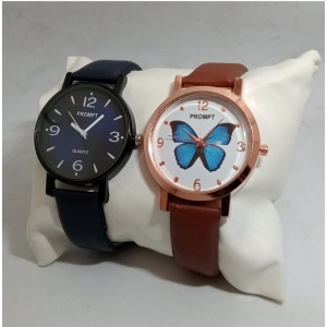 Generic Women's Casual Leather New Stylish Watch Pack Of-2 (Assorted)
