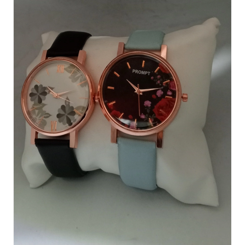 Generic Women's Casual Leather New Stylish Watch Pack Of-2 (Assorted)