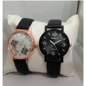 Generic Women's Casual Leather New Stylish Watch Pack Of-2 (Assorted)