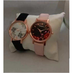 Generic Women's Casual Leather New Stylish Watch Pack Of-2 (Assorted)