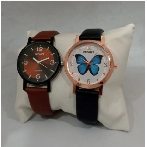 Generic Women's Casual Leather New Stylish Watch Pack Of-2 (Assorted)