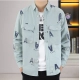Men's Casual Cotton Printed Full Sleeve Collar Shirt (Grey)
