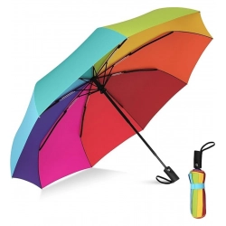Metal Portable Auto Travel Umbrella (Rainbow)