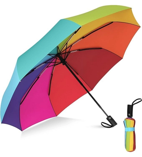 Metal Portable Auto Travel Umbrella (Rainbow)