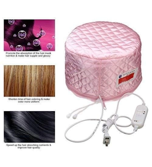Plastic Head Spa Cap Treatment with Beauty Steamer (Pink)