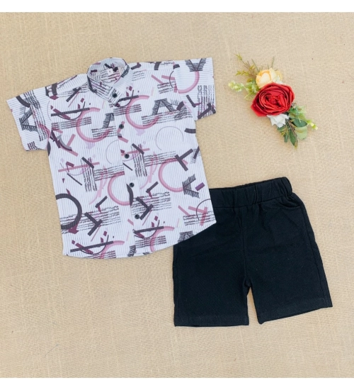 Boy's Cotton Blend Printed Short Sleeve Shirt and Shorts Set (MultiColor)