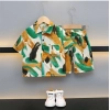 Dropship Boy's Lycra Blend Printed Short Sleeve Shirt and Shorts Set (MultiColor)