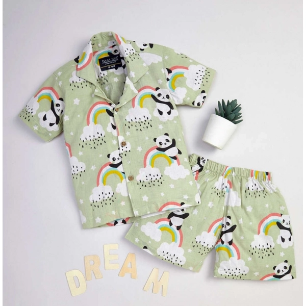 Dropship Boy's Lycra Blend Printed Short Sleeve Shirt and Shorts Set (MultiColor)