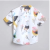 Dropship Boy's Cotton Blend Printed Short Sleeve Shirt and Shorts Set (White)