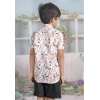 Dropship Boy's Cotton Blend Printed Short Sleeve Shirt and Shorts Set (White)