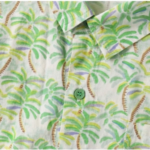Generic Boy's Cotton Blend Printed Short  Sleeve Shirt (Green)