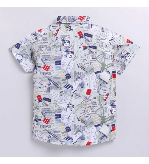Boy's Cotton Blend Printed Short Sleeve Shirt (MultiColor)
