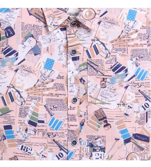 Boy's Cotton Blend Printed Short Sleeve Shirt (MultiColor)