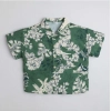 Dropship Boy's Cotton Blend Printed Short Sleeve Shirt (Green)