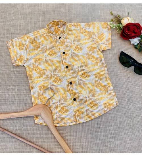 Boy's Cotton Blend Printed Short Sleeve Shirt (MultiColor)