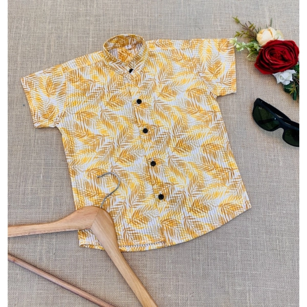 Dropship Boy's Cotton Blend Printed Short Sleeve Shirt (MultiColor)