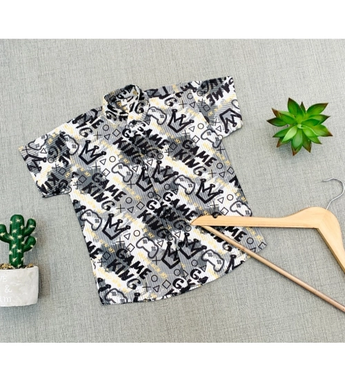 Boy's Cotton Blend Printed Short Sleeve Shirt (MultiColor)