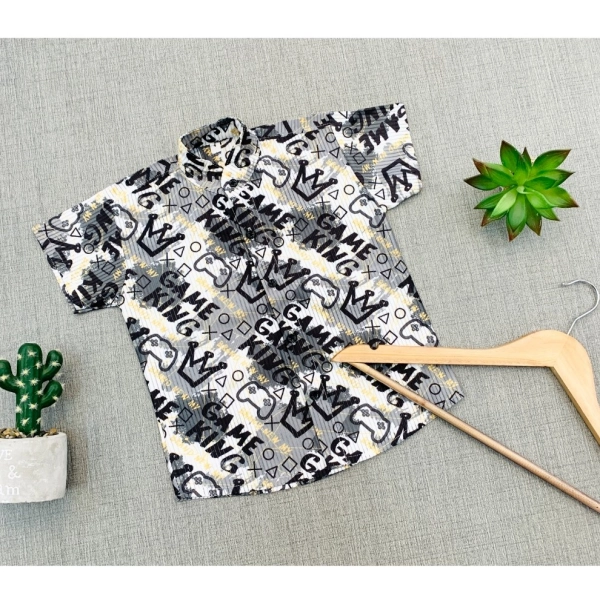 Dropship Boy's Cotton Blend Printed Short Sleeve Shirt (MultiColor)