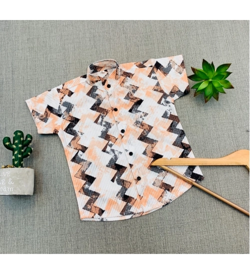 Boy's Cotton Blend Printed Short Sleeve Shirt (MultiColor)