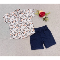 Boy's Cotton Blend Printed Short Sleeve Shirt and Shorts Set (MultiColor)