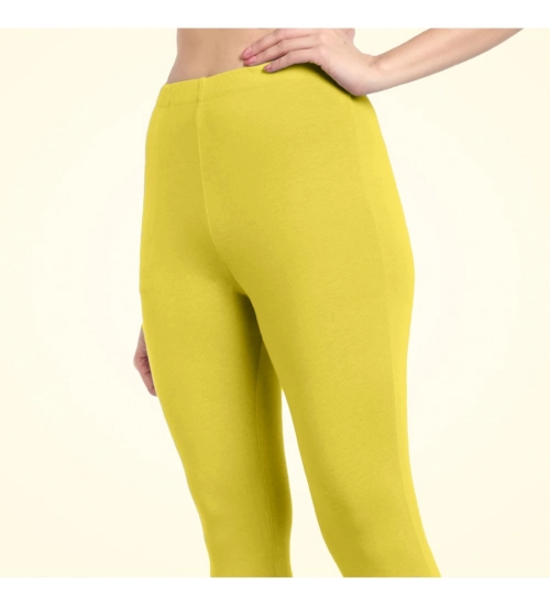 Women's Cotton Blended Solid Ankle legging (Lemon Yellow)