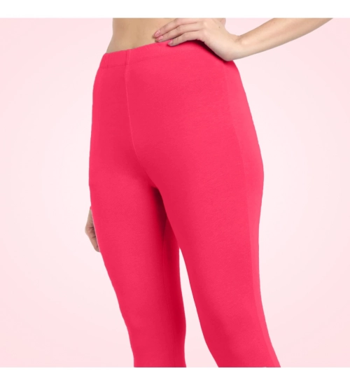 Women's Cotton Blended Solid Ankle legging (Pink)