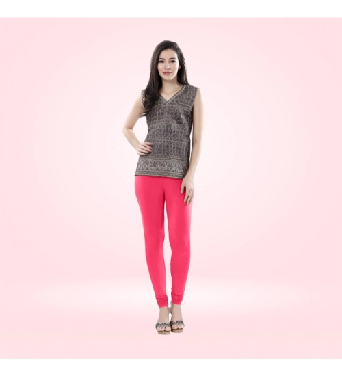 Women's Cotton Blended Solid Churidar leggings (Pink)