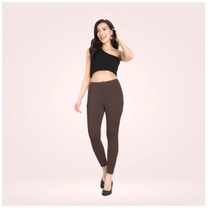 Generic Women's Cotton Blended Solid Ankle legging (Brown)