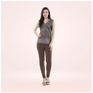 Generic Women's Cotton Blended Solid Churidar leggings (Brown)