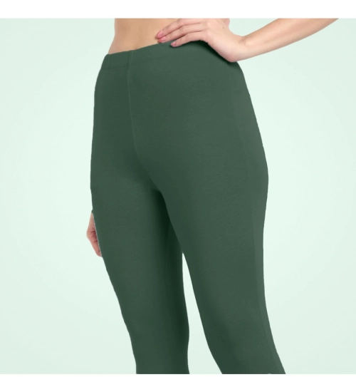 Women's Cotton Blended Solid Ankle legging (Bottle Green)