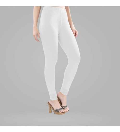 Women's Cotton Blended Solid Churidar leggings (White)