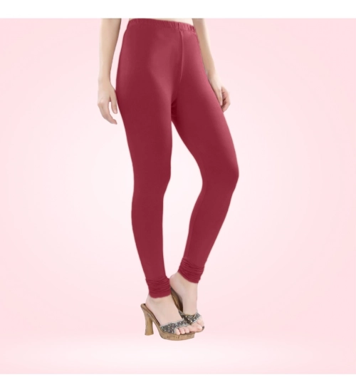 Women's Cotton Blended Solid Churidar leggings (Red Maroon)